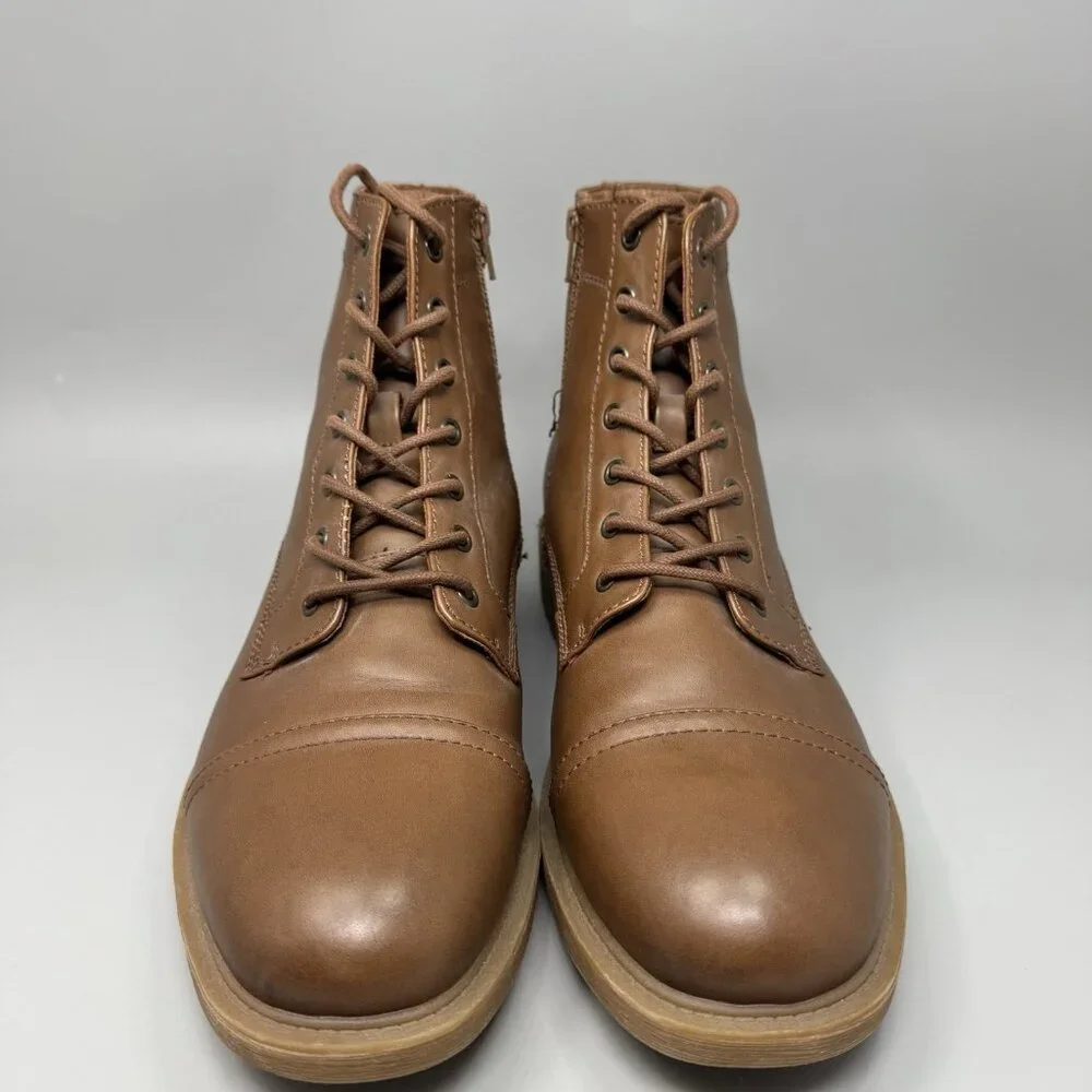 Frye And Co. Kip Flat Heel Lace Up Boots Men's US Size 11M Brown Vegan Leather